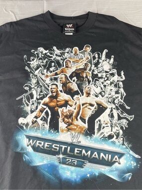 Vintage 2007 WWE WrestleMania 23 T Shirt Black Detroit Wrestling Ford- Large WWF